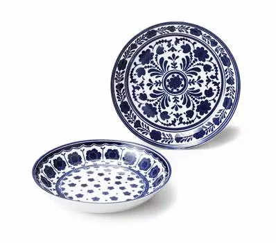 Curry Pasta Large Diameter x Height 2 Made in Microwave and Dishwasher Gran Blue [Dolce duo] Plate, Plate, Plate, 22.5 4cm, Blue, Pieces, Japan, Safe,