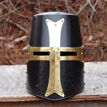 Cursed Crusader Pure Brass Steel Black Функциональный Великий Шлем Рыцарский Ковш Шлем