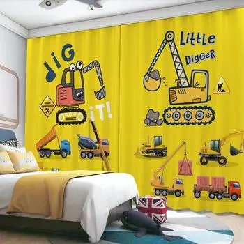 Шторы для детской комнаты, спальни для мальчиков, новые, с изображением мультяшных машин, крючки для штор, солнцезащитные, с высоким затемнением, новые модные, с различными узорами, многоцветные W55 X H120cm X 2&HOOK