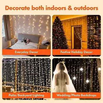 Curtain Garland Led String Lights Festival Christmas Decoration 8 Mode Usb Holiday Light For Bedroom Home Outdoor 1Pcs-100LED(3M x 1M) разноцветный