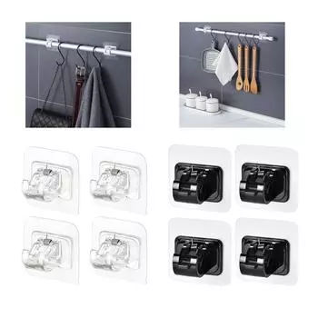 Curtain Rod Hook Curtain Rod Clip Telescopic Rod Fixer Punching-Free Adhesive Bracket Clamp Cross Bar Curtain Bracket 1
