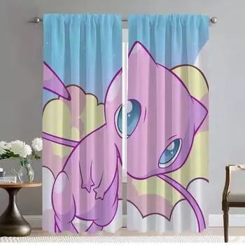 Curtains Child Room Pokmones Shades Blackout Curtain for Room 2 Panel Home Interior Curtains Tulle for Bedroom Partition Living W50xH70cmx2pcs-CL