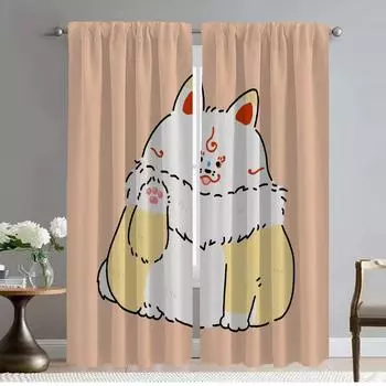 Curtains for Bedroom Cute Cat Modern Living Room Curtains 2 Pieces Halloween Decoration Shades Partition Blackout Curtain Camera W50xH70cmx2pcs-CL