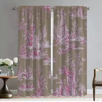 Curtains for Bedroom Toile De Jouy Curtains Child Room Blackout Curtain for Room 2 Panel Halloween Decoration Shades Partition W50xH70cmx2pcs-CL