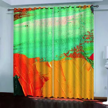 Curtains For Houses Rooms 3D Digital Printing Abstract Colourful Painting Children S Room Blackout Curtains Decorations W70xH160cmx2&Grommet Top