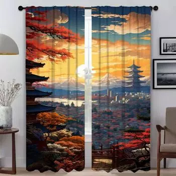 Curtains for Living Room Curtain for Room 2 Panel Japan Style Shades Halloween Decoration Partition Home Interior Curtains Child W50xH70cmx2pcs-CL