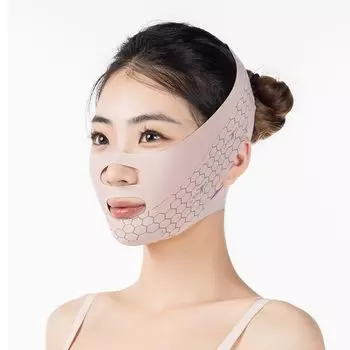 Цурува Маленькое Лицо Лицо Линия Лица Уменьшает Регулируемая Красота Лица Корректирует Носогубные Складки Уменьшает Двойной Легкий Домашний Пояс для Похудения Лица, Бандаж, Коррекция, розовый