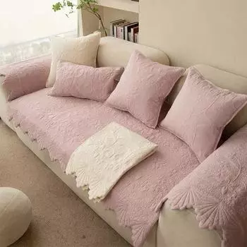 Изогнутые края Стиль Маленький Свежий Диванный Коврик Современный Минималистский Противоскользящий Диванный Коврик Четыре Сезона Универсальная Подушка для Сиденья Чехол для Дивана 70x70cm