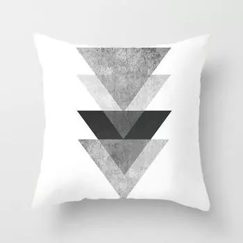 Cushion Geometric Cover Throw Pillow Case Dotted Grid Triangular Art Black White Gray Triangle