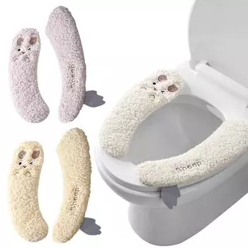 Cushioned Toilet Seat Toilet Seat Cover Soft 3Pairs Toilet Seat Cushion Reusable Warm Washable Toilet Accessories Cover Pad For