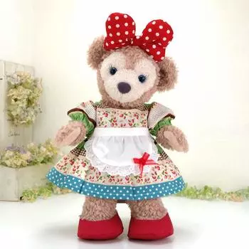 Cushu Cush Duffy Shellie May Костюм Мягкая игрушка Товары Одежда Наряды Узор Клубника Зеленый 4 предмета Комплект из фартука и обуви CDS305S Платье, Лента, зелёный