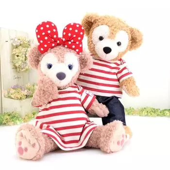 Cushu Cush Duffy Shellie May Plush Clothing Costume Red Border Pair Set Брюки Платье Лента Комплект из 4 предметов Футболка-наряд CDS274S красный