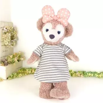 Cushu Cush Duffy Shellie May Plush Clothing Costume Grey Border Dress Ribbon Set CDS269S Dress-up 2-Piece серый