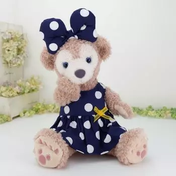 cushu cush Duffy Shellie May Сделано в Японии Мягкая игрушка Одежда Костюм Темно-синее платье в горошек Ленточный комплект CDS260S Наряд из 2 предметов