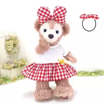 cushu cush Duffy Shellie May Сделано в Японии Мягкая игрушка Товары Костюм Одежда Нарядное красное клетчатое милое белое платье с лентой на голову Футболка CDS400S красный