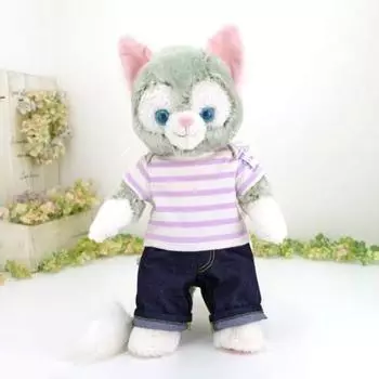 cushu cush Gelatoni Made in Japan Stuffed Toy Dress-up Clothes Costume Lavender Border T-Shirt Pants 2-Piece Set cds128Jb