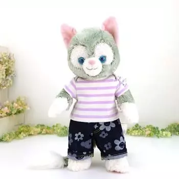 Cushu Cush Gelatoni, сделанный в Японии, мягкая игрушка, одежда, костюм, лавандовый бордюр, улыбка, цветочный узор, штаны, комплект из 2 предметов, футболка-наряд CDS257J лавандовый