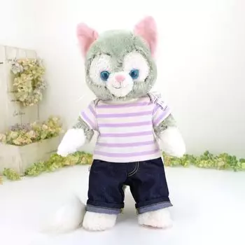 Cushu Cush Gelatoni Сделано в Японии Мягкая игрушка Одежда Костюм Лавандовый Бордюр Брюки Комплект cds128Jb Футболка-наряд из 2 предметов лавандовый