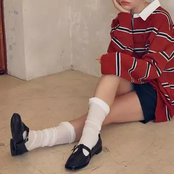 [CUSTOM ADE] 2cm square toe buckle loafer Cindy (CW0073BK), CW0073BK, 7000030692, Popular Korean Shoes 230