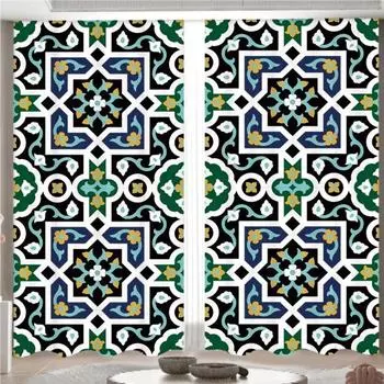 Индивидуальные африканские шторы в стиле бохо Винтажные шторы в стиле меньшинств Геометрические принтованные шторы Гостиная Спальня Окно отеля 2x50W100H(CM)&Grommet Top