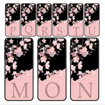 Custom Cherry Blossom Flower Initial M Case For Motorola G30 G60 G22 G9 Play G82 G52 G8 G9 G50 One Fusion Edge 20 Phone Capas Moto G60S