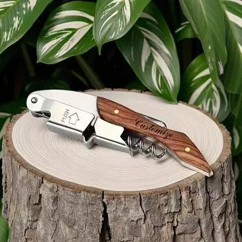 Custom Engraved Stainless Steel Wine, Beer Opener with Wooden Handle Ideal for Home, Bar, Restaurant ,Perfect Gift for Christmas, Birthdays,Parties,