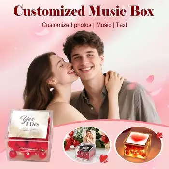 Custom Music Box With Light And Photo, Personalized LED Record Player Gift With Song For Valentine’s Day, Anniversary, Birthday, Wedding, Couple Etc. One Size синий