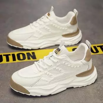 Custom New Breathable Men Daddy Casual Chunky Platform Shoes Lace-up Sneakers EUR43 (US 10) чёрный