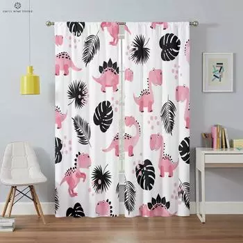 Custom Window Curtains for Children s Room, Tropical Rainforest Animal, Forest Print Pattern, Living Room, Kitchen W50xH130(CM)x2PCS&Rod pocket