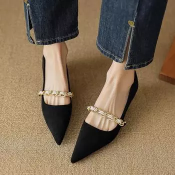 Customized 236-3 pointed high heels women s thin heels French Korean version one word with light mouth kitten and single shoes women 34 хаки