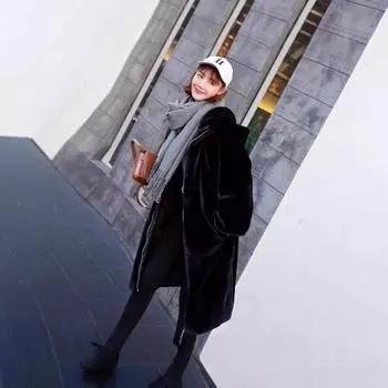 Индивидуальное черное пальто, куртка из искусственного меха, удлиненная одежда с капюшоном из искусственного меха норки one size fits all чёрный