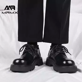 [Customized] Men s black small leather shoes business dress British style casual men s shoes suit height-increasing leather shoes men 38 чёрный