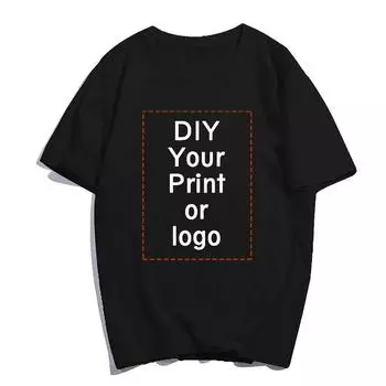 Customized Printed fashion T shirt Harajuku Women Top DIY Your Like Photo or Logo White T-shirt Fashion Female Top Tshirt S чёрный
