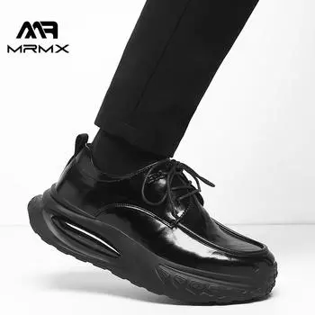 [Customized] Spring new air cushion men s shoes British thick-soled heightened breathable formal wear business casual men s leather shoes 38 чёрный