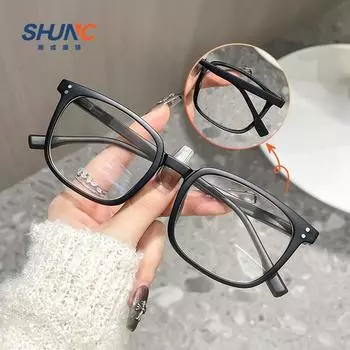 Customized Tr90 Elastic Elderly Spring Foot Glasses, Advanced Crystal Blue Reading Glasses, Simple And Ultra-Light Flower Glasses 100°