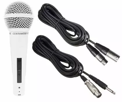 CUSTOMTRY Dynamic Microphone & KC Microphone Cable (XLR-XLR 5m) Set CM-2000 White + TDXLR-05