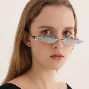 Cut Edge Красочные Mercury Новые Безрамные Анти-УФ Унисекс Персонализированные Модные Солнцезащитные Очки Женские Мужские Очки С Пламенем Огонь Популярные