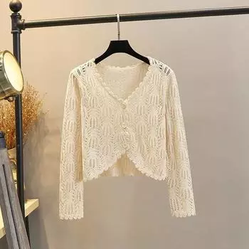 Cut Out New Arrival Suspender Skirt Cardigan Spring & Fall Outerwear Knitwear Female Short Cape Silm Easiest for Match Outwear Blouse