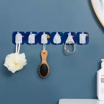 Cutable Row Hook No Punching Strong Adhesive Hook Bathroom Wall Hook Wall Traceless Door Rear Hook Kitchen Hook Kitchen Storage красный