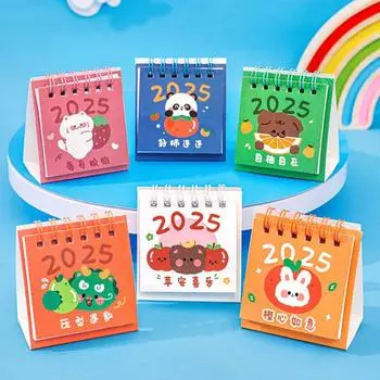 Cute 2025 Calendar Mini Mini Desktop Calendar Creative Fruit Text Calendar Agenda Planner 5