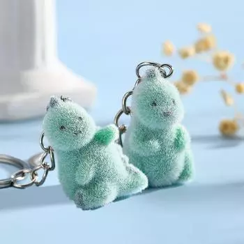 Cute 3D Flocking Dinosau Keychain Resin Animal Couple Mobile Phone Pendant Car Keyring Earphone Backpack Charms Bag Decor 4