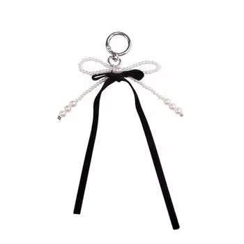 Cute 3D Phone Pendant Bowknot Keychain Stylish Bag Accessories Bag Pendant Phone Lanyard Perfect Gift for Women and Girl 1 чёрный