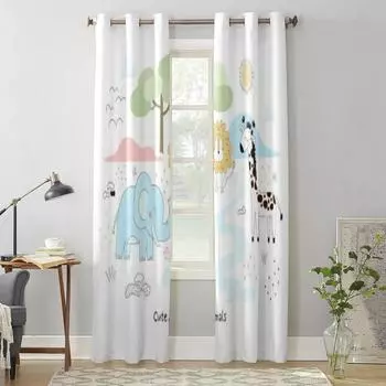 Cute African Animals Luxury Window Curtain for Living Room Bedroom Home Decor Kitchen for Window Drapes 135W x 60H(cm) x1
