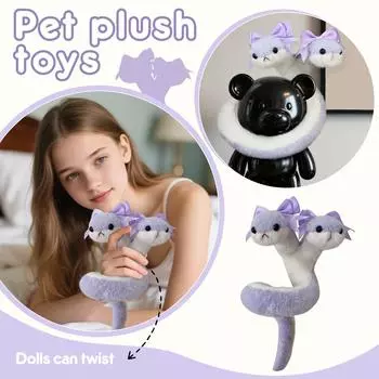 Cute And Creative Two-Headed Snake Plush Toy, Add More Color To Your Life One Size фиолетовый