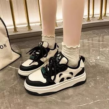 Cute and Fashionable Chinese Panda Winter Plush Casual Shoes Popular Amazon Running Shoes with Cushioning Mesh Insole 40 чёрный