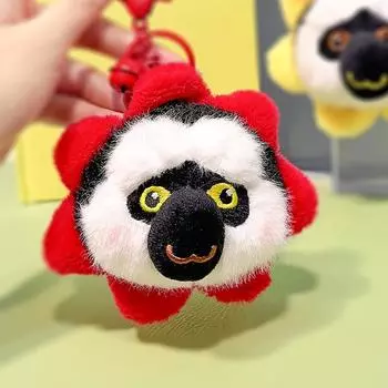 Cute And Fun Plush White Face Monkey Keyring Ideal For Key Accessories And Gifts Small Red Flower Hood