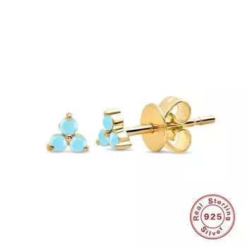 Cute And Small Lucky Grass Clover S925 Sterling Silver Turquoise Three-Petaled Flower Stud Earrings Earrings Earrings Pendant 925 Silver