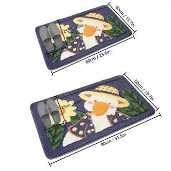 Cute animal cashmere bathroom floor mat bathroom non-slip absorbent mat entry door mat easy to clean carpet 40cm x 60cm