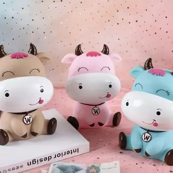 Cute Animal Cow Piggy Bank, Children s Birthday Gift, Large Capacity Girl s Money Coin Storage Box, Home Decor Money Bank
