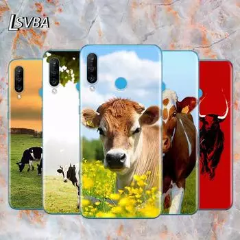 Милый чехол с изображением коровы из мягкого ТПУ силикона для Huawei P40 P30 P20 Pro P10 P9 P8 Lite E Plus 2019 2017 чехол для телефона P8 Lite 2016